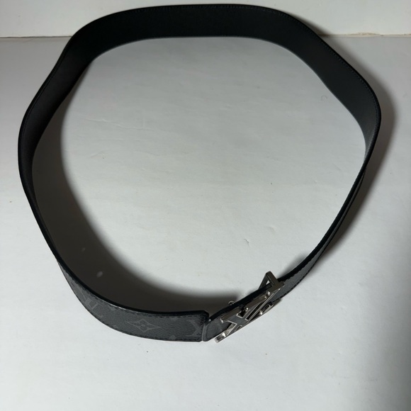 Louis Vuitton Black Monogram Belt with Silver Buckle - Picture 4 of 8